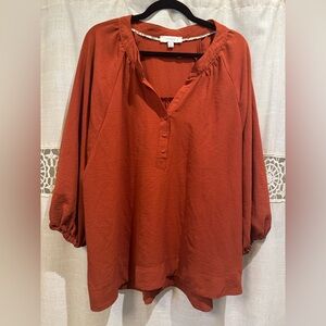 Umgee Terracotta Button-Up Blouse